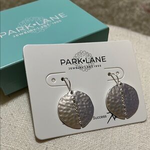 Park Lane Margot Silver CZ accent Hammered Disc Earrings